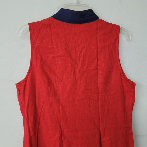 Sail to Sable Tunic Dress Womens Large‎ Red Blue Sleeveless Linen Blend Nautical - Picture 8 of 12